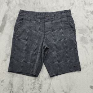 O'Neill Shorts Mens 32 Gray Black Plaid Standard Fit Chino Bermuda Casual Skater
